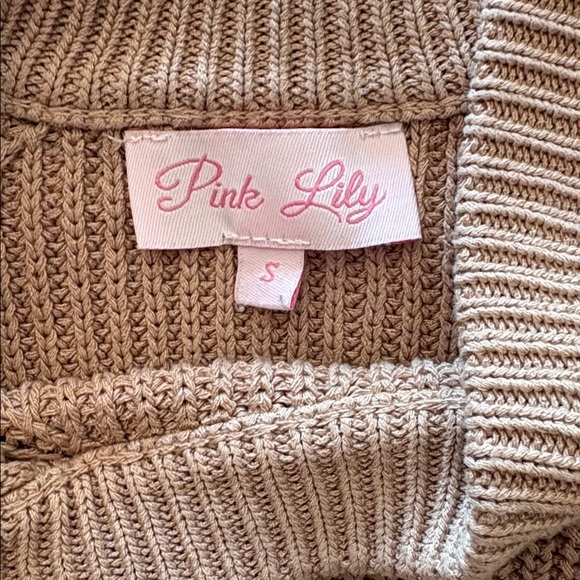 Pink Lily Beige Ribbed Knit Top - Picture 2 of 2